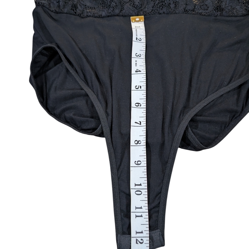Black Lace Bodysuit S Sheer Floral Women's Romantic Goth Date Night Fitted Top - Picture 7 of 8
